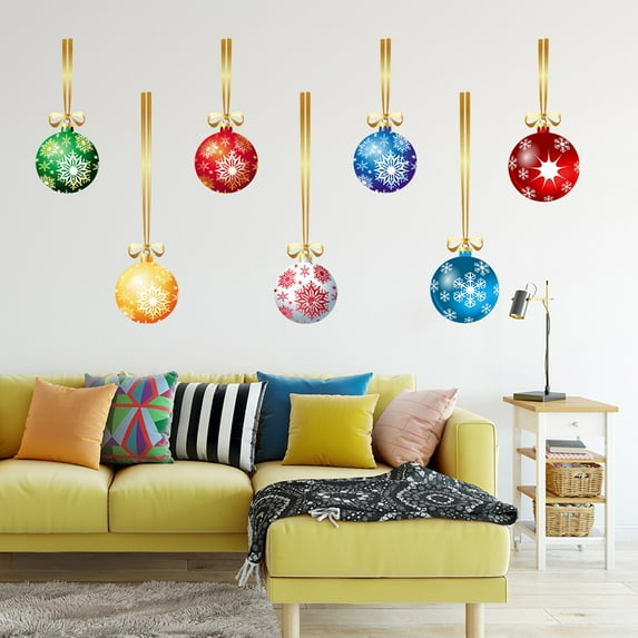ELAYARD 1Set Assorted Color Christmas Glass Stickers PVC Self Adhesive Wall Decals