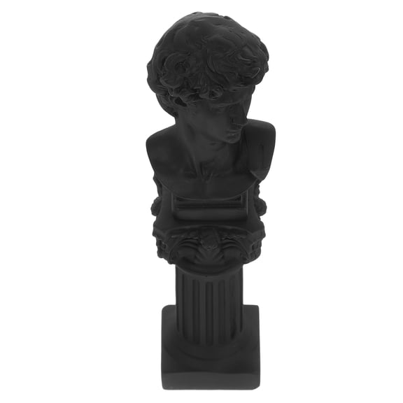 ELAYARD Black Resin David Sculpture with Roman Column Base, Decorative Statue for Home and Office Ornament