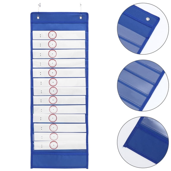 ELAYARD 1Set Decorative Blue Schedule Pocket Chart Hanging Organizer Oxford Cloth for Home