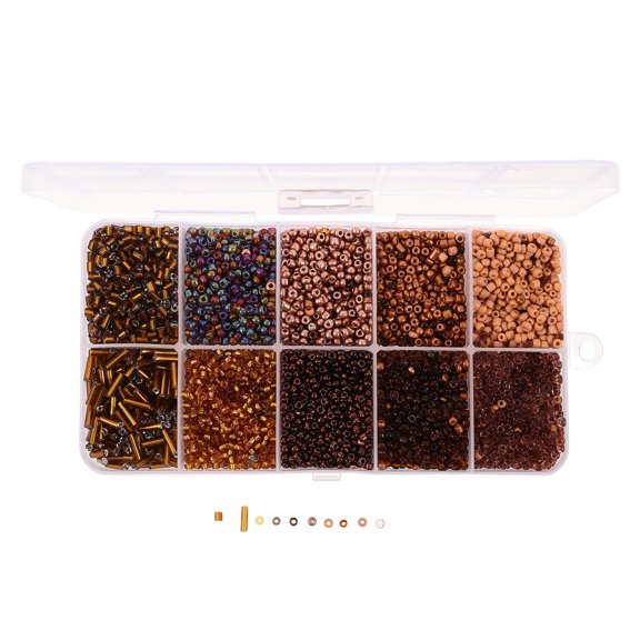 ELAYARD 1Set Coffee Glass Tube Beads for Jewelry Making Small Craft Beads for Bracelets