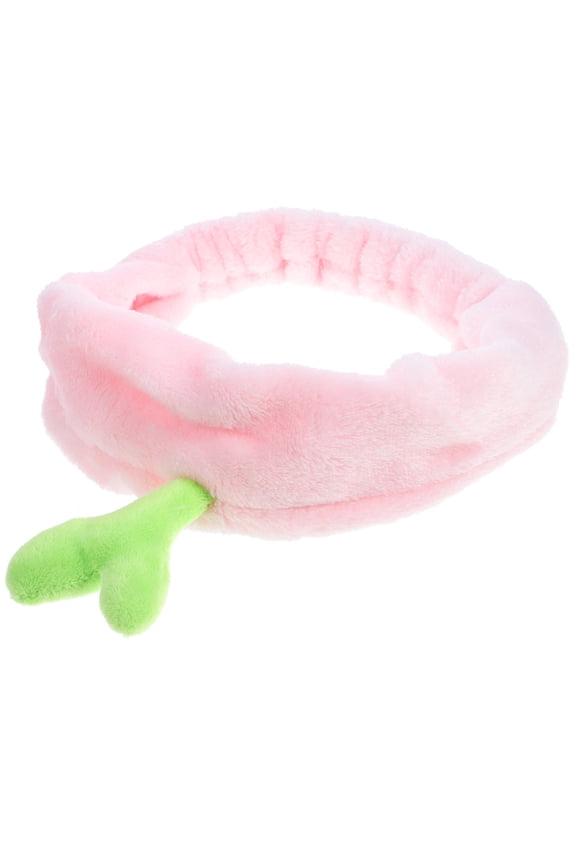 Pink Flannel Facial Headband for Comfortable Face Washing and Spa Use
