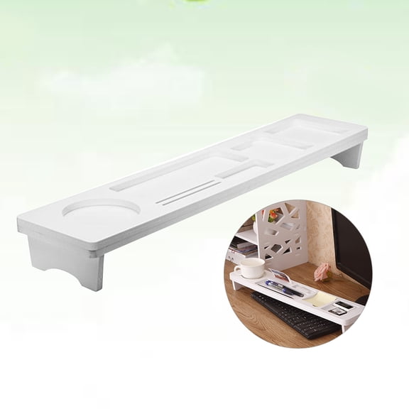 ELAYARD White Desktop Tray with Multiple Storage Slots Removable Keyboard Rack for Home Office Organization