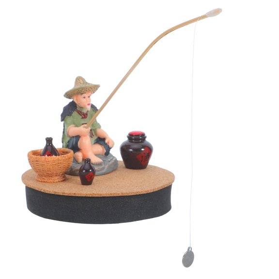 ELAYARD Realistic Fisherman Figurine Floating Aquarium Decoration Assorted Color PVC Metal Foam