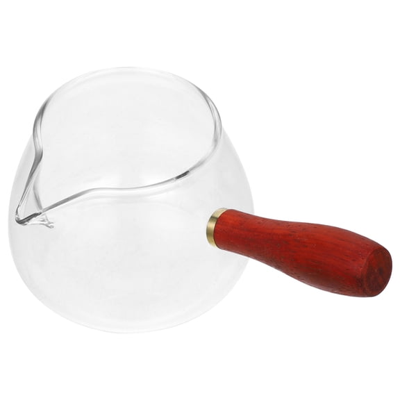 ELAYARD Glass Milk Cup with Wooden Handle Heat Insulation Anti-Scalding for Storage