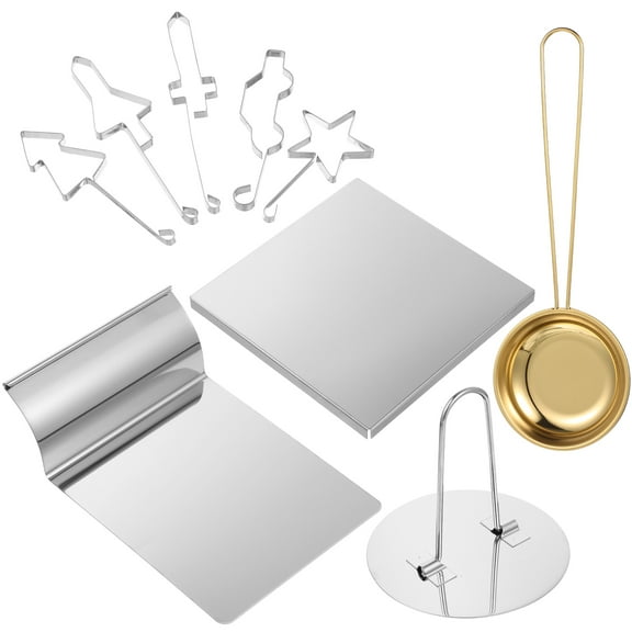 ELAYARD 1Set Cookie Challenge Kit with Assorted Color Fondant Stamper and Metal Candy Molds