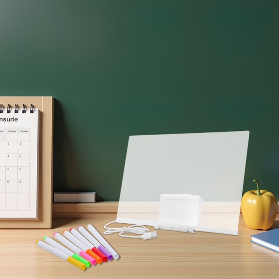 ELAYARD 1Set Lighted Acrylic Writing Pad with USB Powered LED Glow Rewritable Message Board