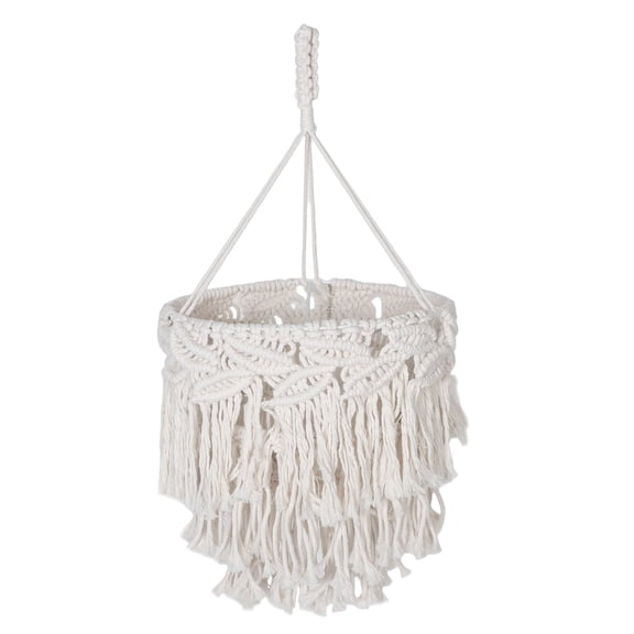 ELAYARD 1Set Elegant Beige Macrame Pendant Lamp Shade Handwoven Cotton Rope Decorative Ceiling Fixture