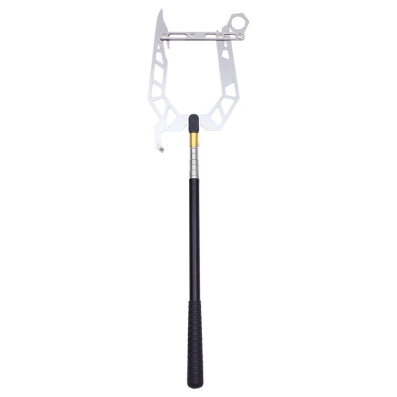 ELAYARD 1Set Multi-Purpose Telescopic Boat Hook Black Stainless Steel with Easy Storage