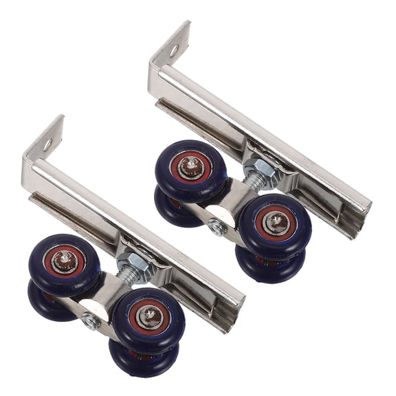 ELAYARD 1Set Sliding Door Track Rail System with Metal 4Wheel Rollers for Closet Repair