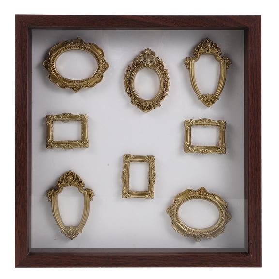 ELAYARD 1Set Small Resin Shadow Box Frame for Photos Display Cube Picture Frame Light Brown