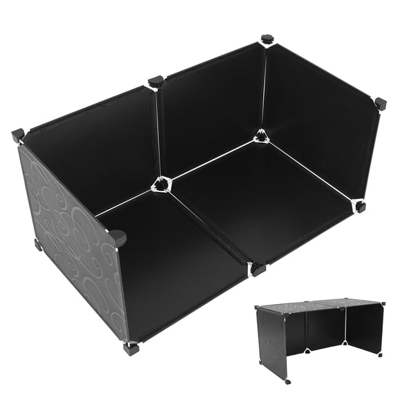 ELAYARD 1Set Splash Proof Cat Litter Box Privacy Shield Black Plastic Enclosure for Male Cats