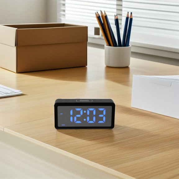 ELAYARD Smart Dimmable Alarm Clock Multi-Color LED Wood for Home Elegant Rgb Design