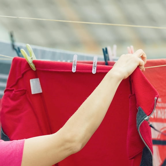 ELAYARD 1Set Adjustable Telescopic Clothesline Pole with Clips for Outdoor Use