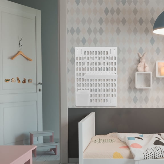 ELAYARD 1Set White Plastic Wall Mount Pegboard Panel Sturdy Tool Organizer for Dorm Storage