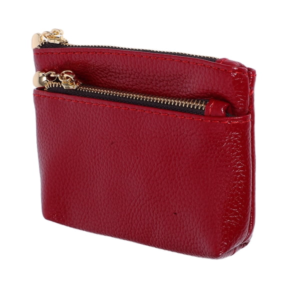 ELAYARD 1Set Women Purses Small Change Pouch Red PU with Zipper Closure for Daily Use