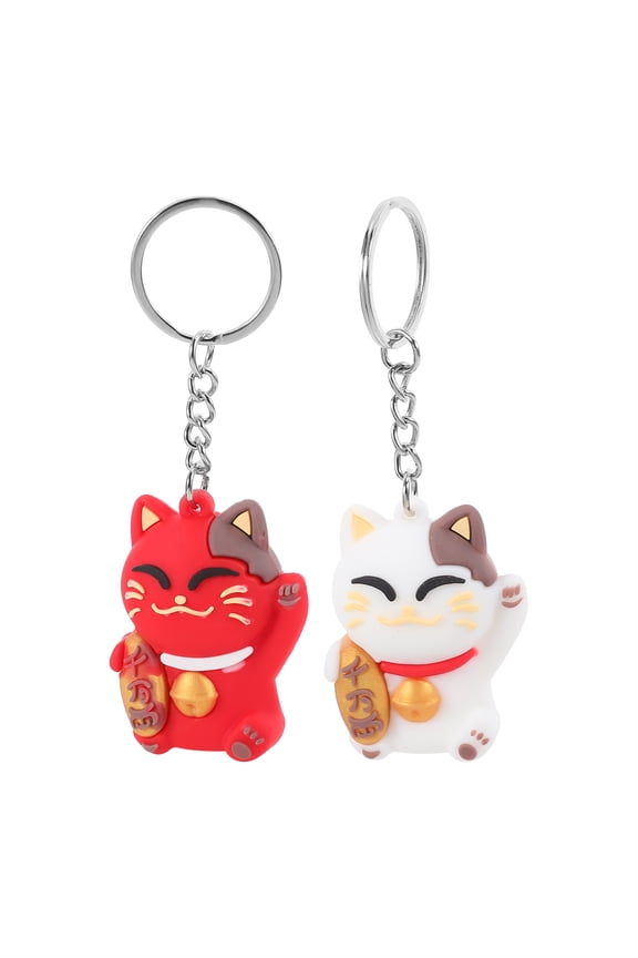 Japanese Cat Keychain Charm Multi-Color Durable for Phone and Bag 2Pcs