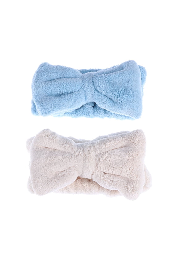 2 Pcs Makeup Remover Hair Band Coral Velvet Bow-knot Accessories For Face Washing