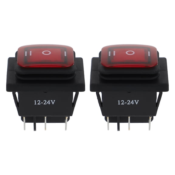 ELAYARD 2 Pcs Electrical Rocker Switch Waterproof Red ABS for Vehicles