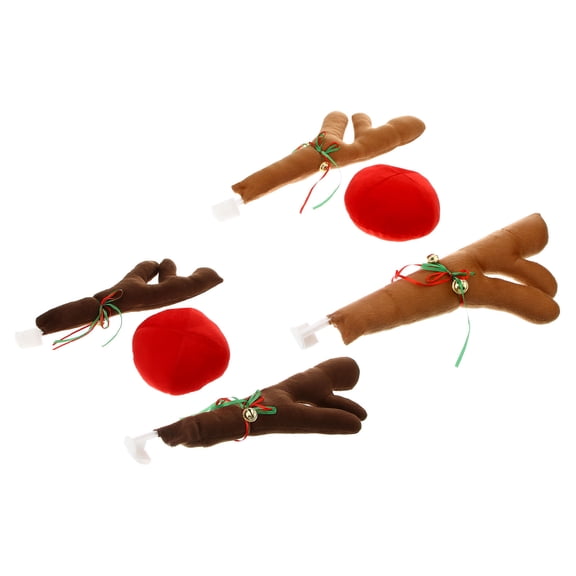 ELAYARD 2-Pack Brown Flannel Christmas Antlers Car Decorations for Festive Holiday Fun