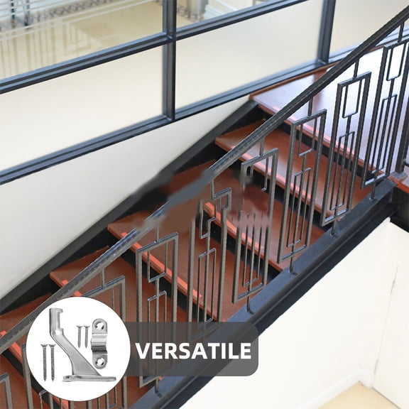 ELAYARD 2Sets Plated Silver Handrail Stair Railing Brackets Durable Metal Support