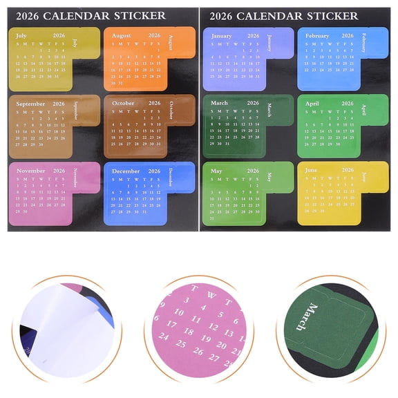 ELAYARD Monthly Planner Calendar Stickers for School, Office, Home Organization - 2 Sets of Adhesive Labels for Planners