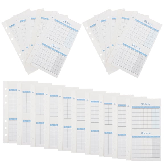 ELAYARD 20 Sheets 6 Ring Binder Refills A6 Monthly Calendar Planner Inserts Blue