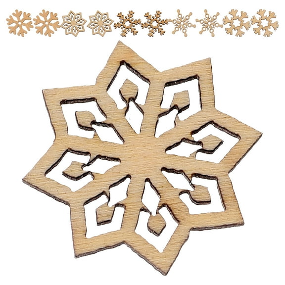 ELAYARD 200 Pieces Light Brown Wooden Snowflake Ornaments for Christmas Decorations and Craft Projects