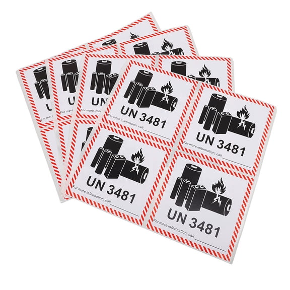 ELAYARD 200Pcs Lithium Ion Battery Labels Black Adhesive Fire Prevention Safety Warning Stickers