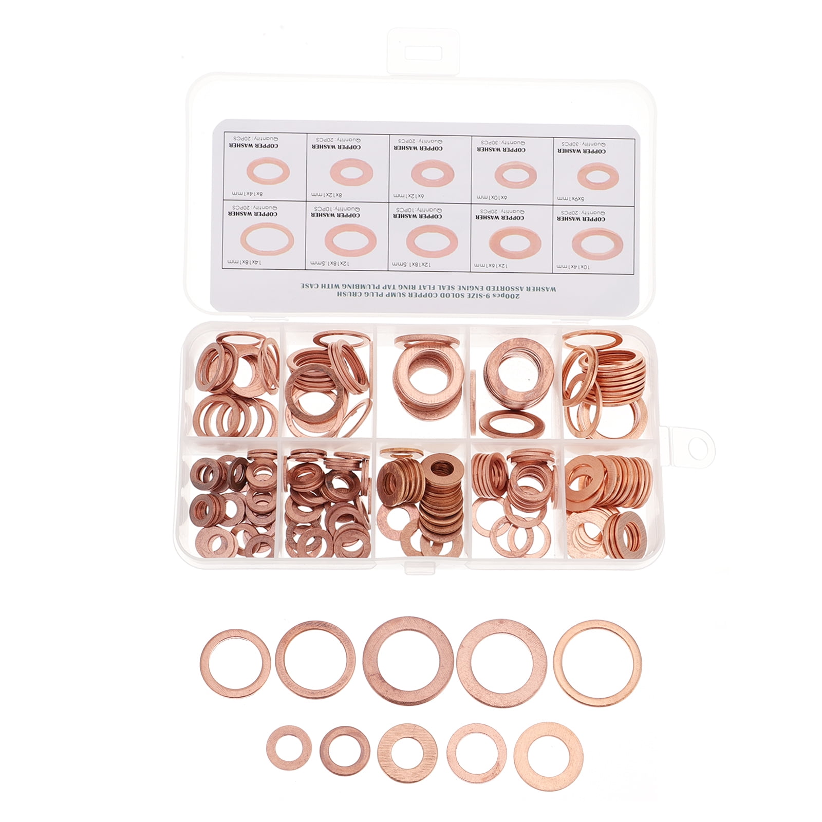 ELAYARD 200Pcs Copper Washers Red Flat Washers for Practical Home Applications
