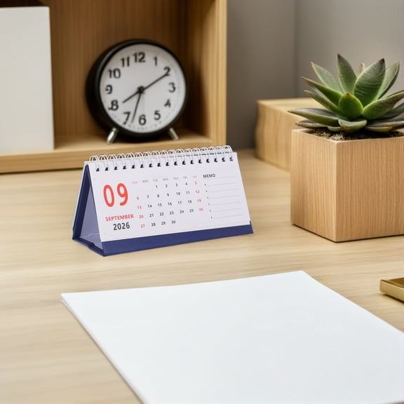 ELAYARD 2026 Small Standing Desk Calendar Dark Blue with Monthly Planner