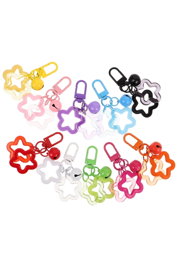 20Pcs Acrylic Star Keychain Pendant with Snap Hook Clips for Creative DIY Keychain Projects