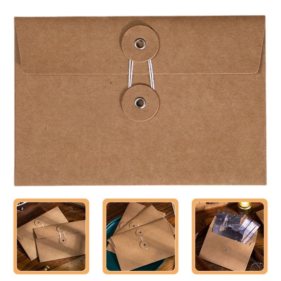 ELAYARD 20Pcs Vintage Kraft Paper Envelopes Brown with ng Closure for Office Filing