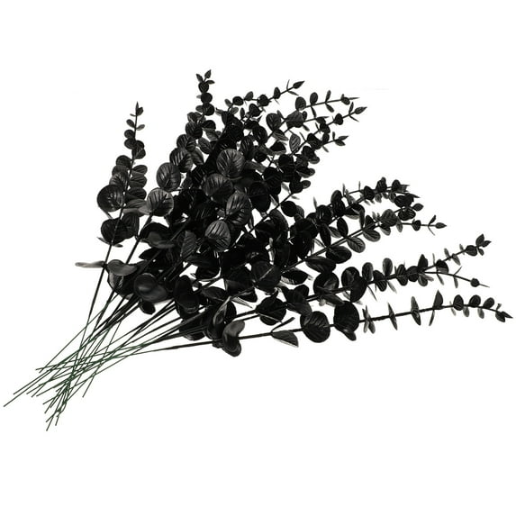ELAYARD 20Pcs Simulation Eucalyptus Stems Black Faux Plant Ornaments for Elegant Vase Decoration