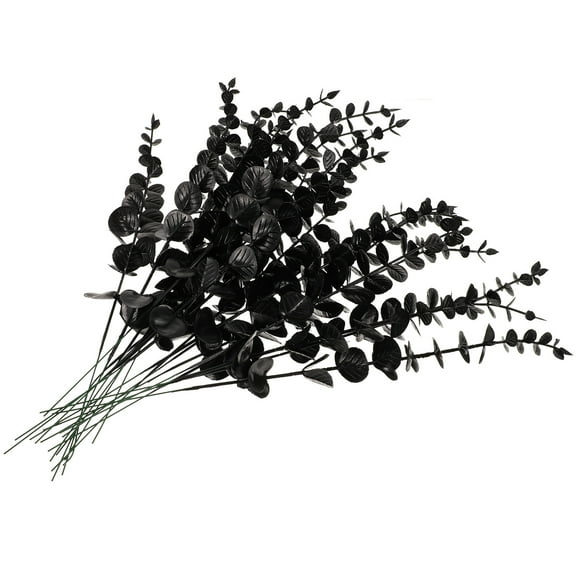 ELAYARD 20Pcs Simulation Eucalyptus Stems Black Faux Plant Ornaments for Elegant Vase Decoration