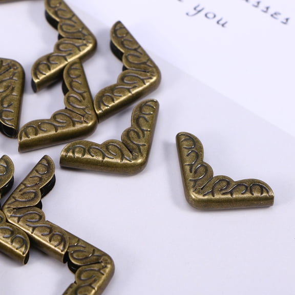 ELAYARD 20 Pcs Vintage Carved Metal Book Corner Protectors, Decorative Edge Guards for Scrapbooks, Albums, Notebooks, Menus