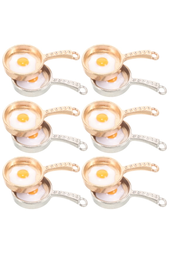 20Pcs Small Frying Pan Egg Pendant Charms for Jewelry Crafting and Decoration