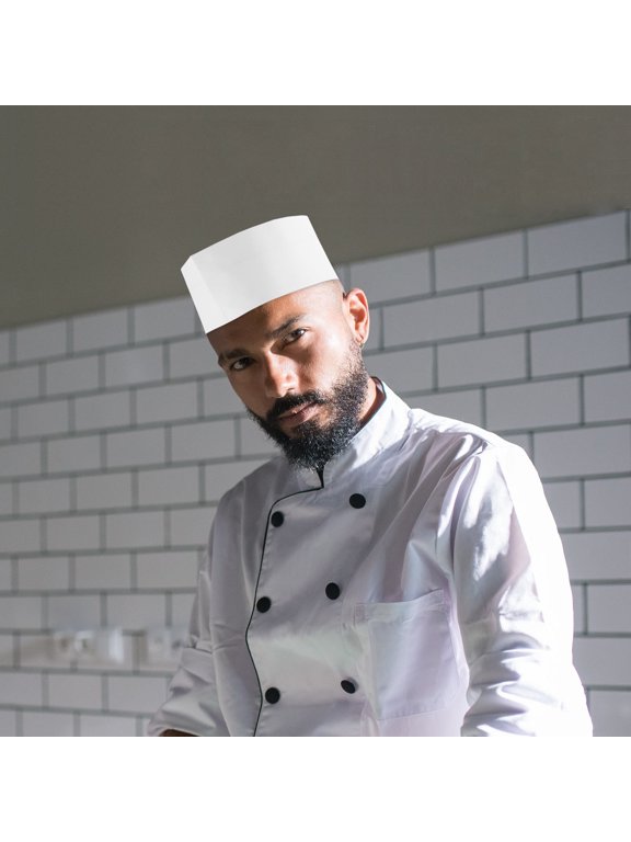 White Paper Chef Hat Disposable Cook Cap for Kitchen Use 20Pcs