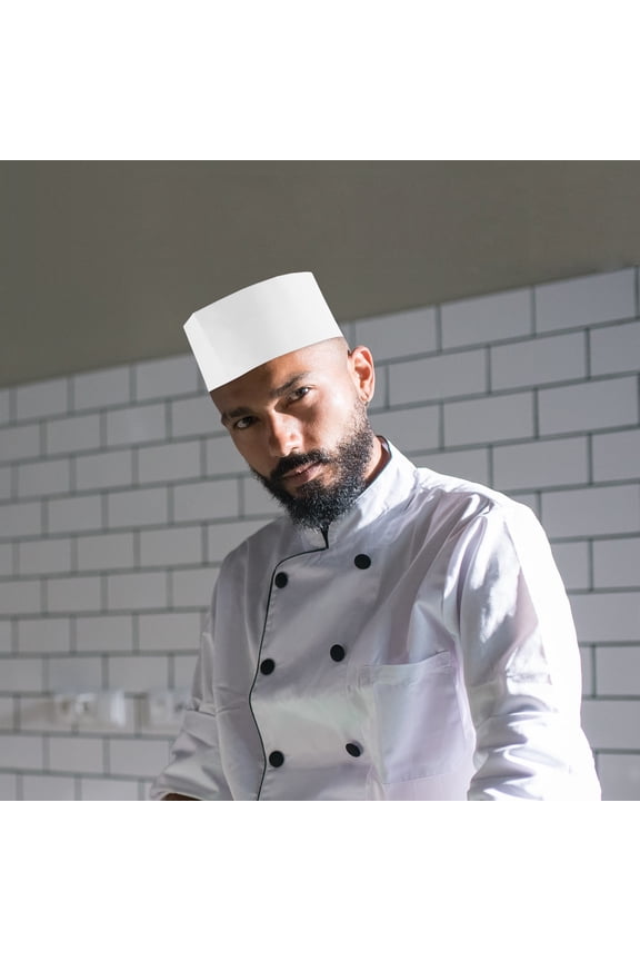 20Pcs White Paper Chef Hat Disposable Cooking Cap for Restaurant Kitchen and Bakery