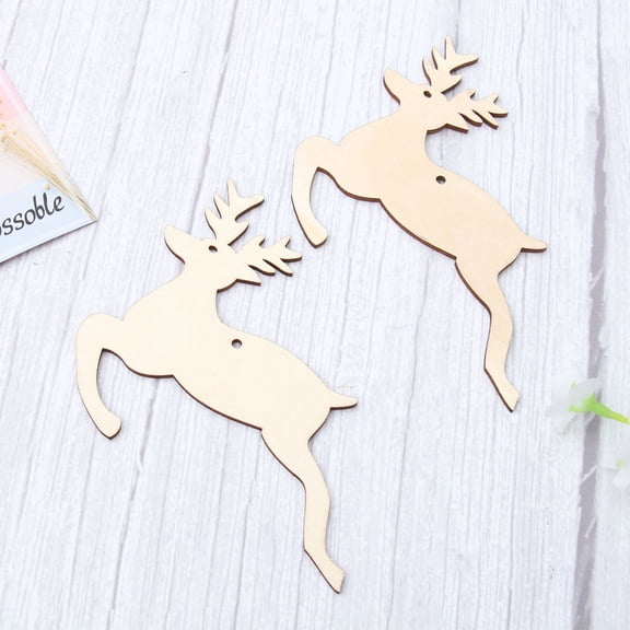 ELAYARD 20pcs Mini Holiday Wood Cutouts Reindeer Shaped Wood Light Yellow Craft Supplies For Adults Christmas