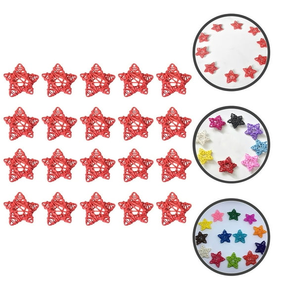 ELAYARD 20Pcs Natural Color Red Rattan Stars for Farmhouse Style Living Room Decor