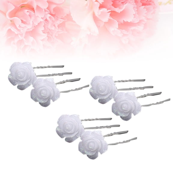 ELAYARD 20Pcs U Shape White Roses Hair Accessories Elegant Design for Brides Bridesmaids Wedding Engagement Party