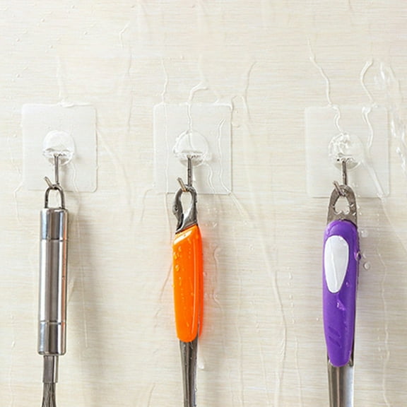 ELAYARD Heavy Duty Wall Hook Transparent Plastic 20Pcs Punch Free Design Washable