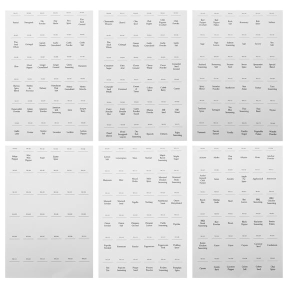 ELAYARD 216Pcs Preprinted Self Adhesive Spice Jar Label Stickers for Sealed Seasoning Bottles