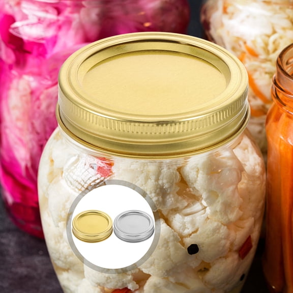 ELAYARD Silver Tinplate Canning Jar Lids Airtight Metal Storage Caps for Jars 24Sets