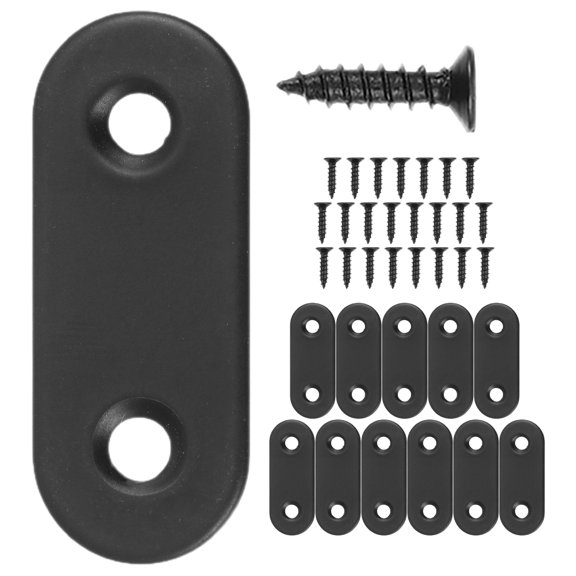 ELAYARD 24Pcs Black Flat Straight Braces Stainless Steel Brackets for Home Shelf Support and Repair