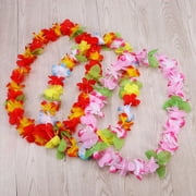 ELAYARD 24Pcs Festival Hawaiian Gar Decors Assorted Color Comfortable Soft Cloth Flower Leis