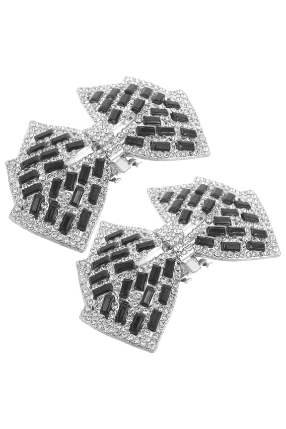 2Pcs Black Shoe Jewelry Clips Universal Fit Detachable Bowknot for Dress and Party Shoes