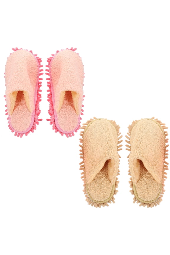 2Pairs Washable Dust Sweeping Slippers with High Absorption for Household Use