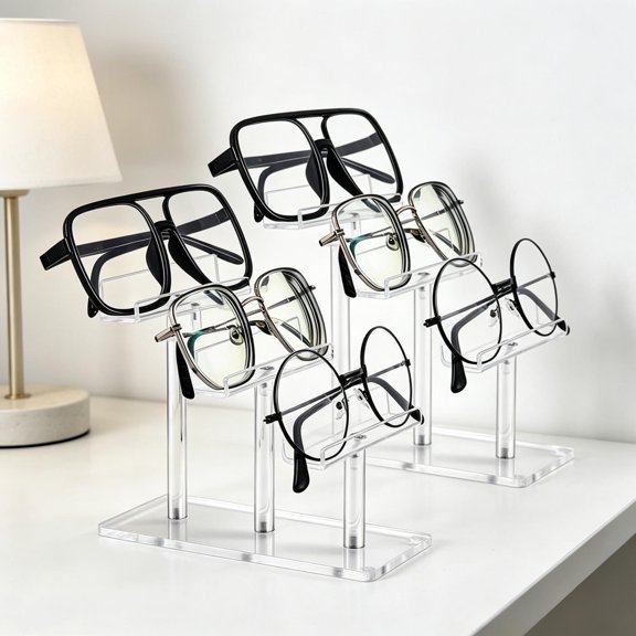 ELAYARD 2Pcs Acrylic Sunglasses Display Stand Transparent with Burr Free Surface for Easy Maintenance