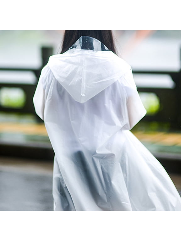 2Pcs Transparent Adult Raincoat with Hood Lightweight Portable Waterproof